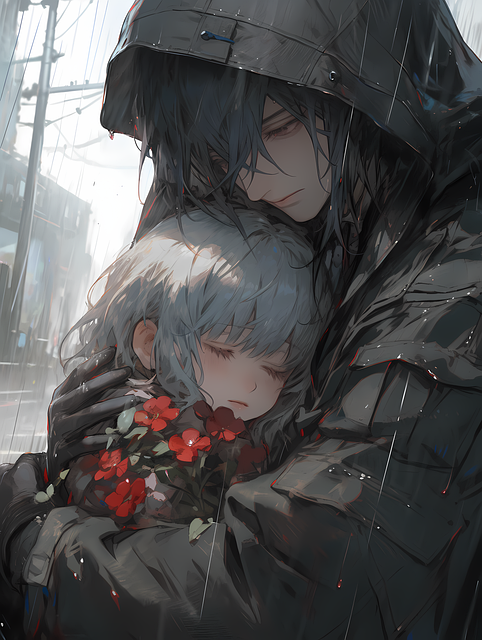 Free woman girl hug illustration