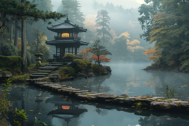 Free ai generated shrine temple illustration