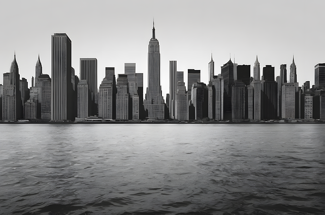 Nyc, Usa, Zeichnung, Manhattan, Gebäude