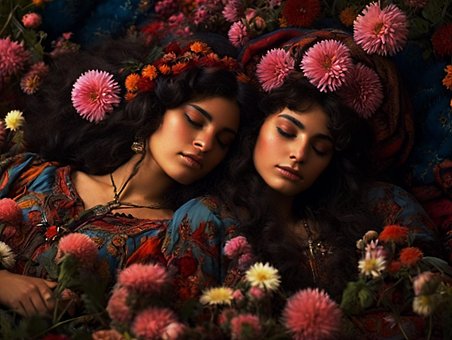 Ai Gerado, Mulheres, Adormecido, Flores
