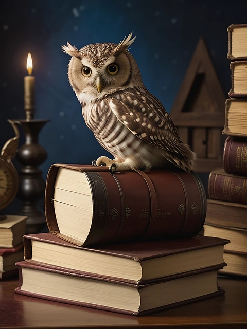 Free ai generated owl books illustration