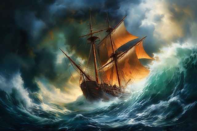 Free ai generated ship storm illustration