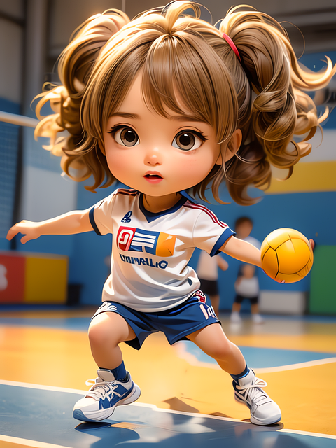 Free ai generated girl handball illustration
