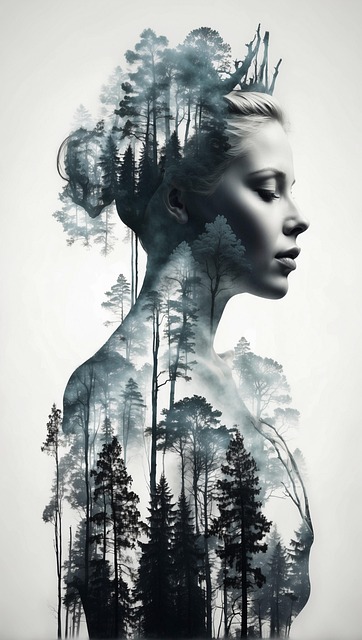 Bosque, Mujer, Retrato, Niña, Espejismo