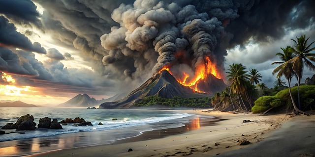 Free volcano sicily eruption illustration