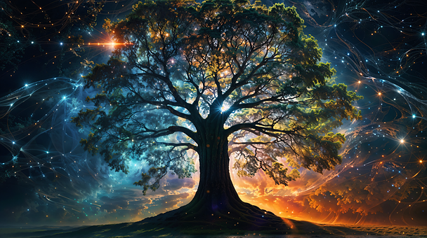 Ai Generiert, Baum, Sterne, Galaxis