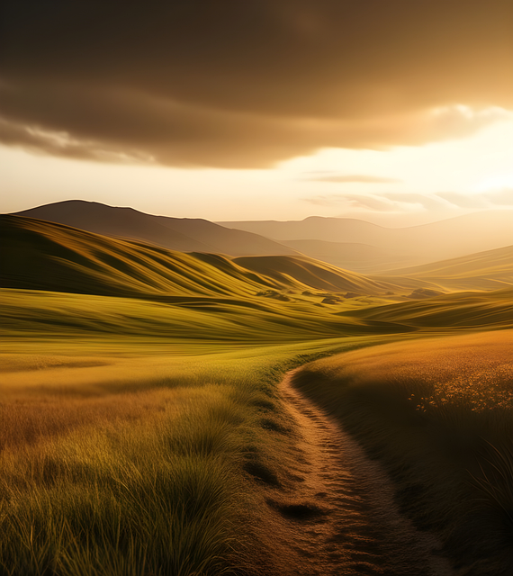 Free ai generated mountains sunset illustration
