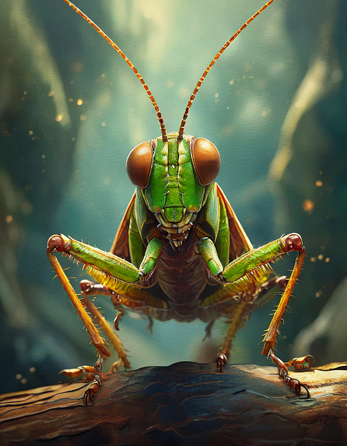 Free ai generated grasshopper creature illustration