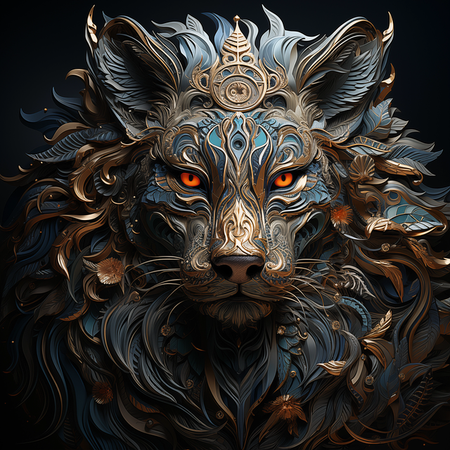 Free ai generated cat wolf illustration