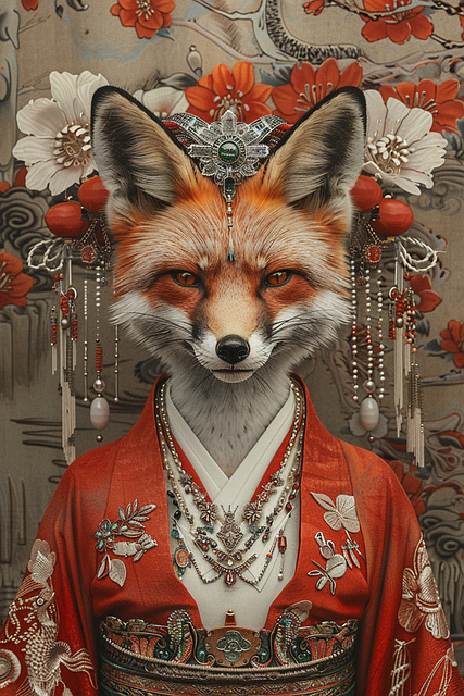 Free ai generated fox fox spirit illustration
