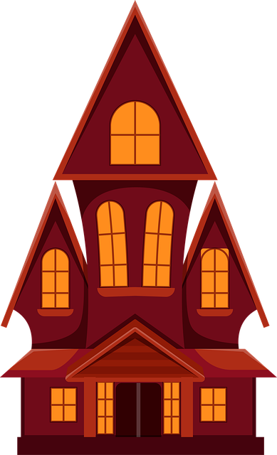 Free halloween haunted house illustration