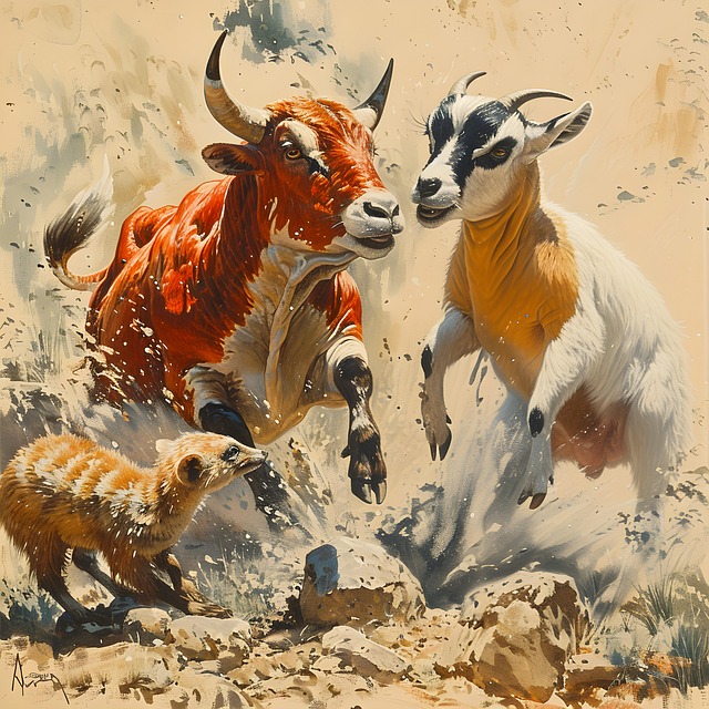 Free bull goat mongoose illustration