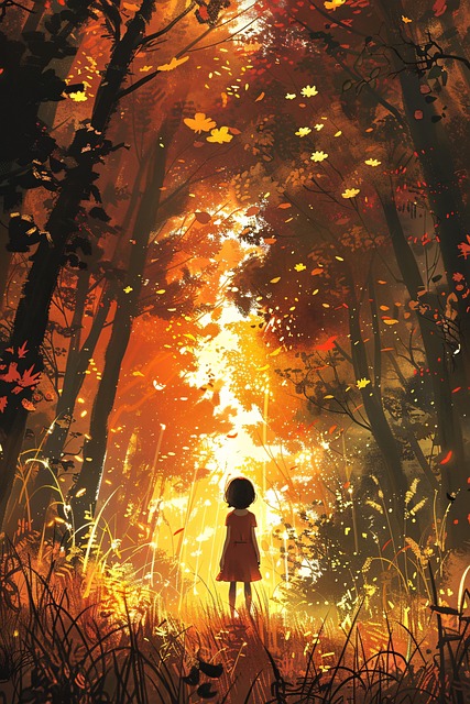 Free ai generated child forest illustration