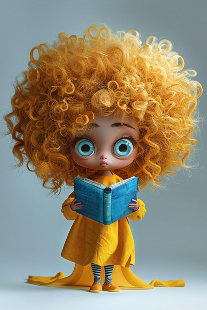 Free ai generated girl curly hair illustration