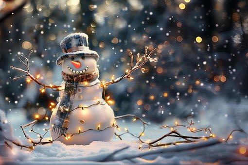 Ai Gerado, Inverno, Boneco De Neve, Neve