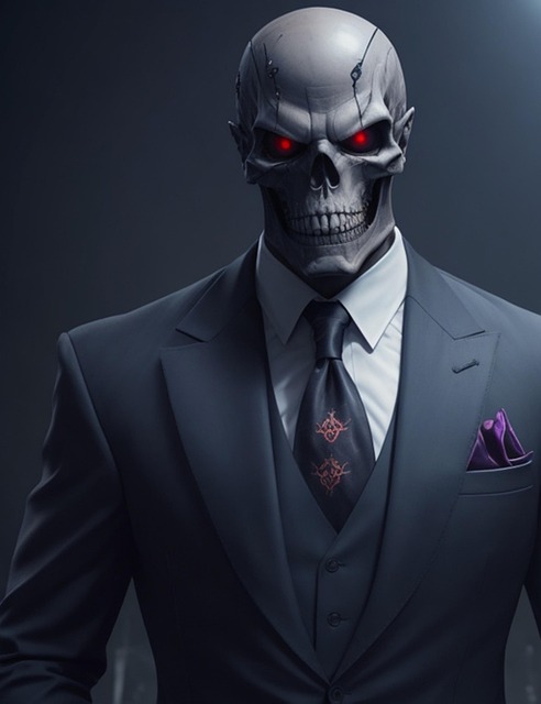 Free ai generated skull suit illustration