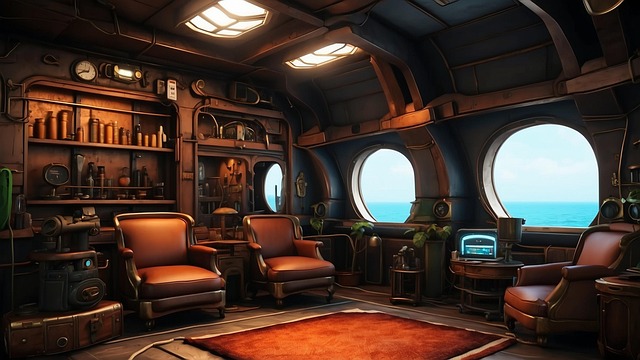 Download free HD stock image of Ai Generated Living Area Free ai generated living area boat illustration