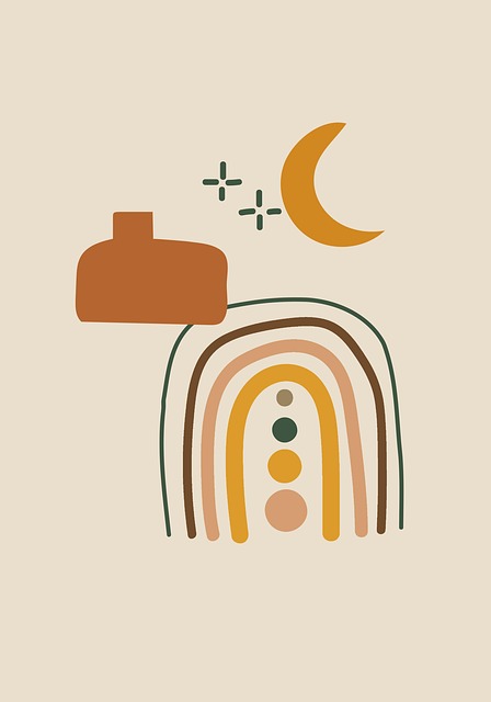 Free vase moon boho illustration
