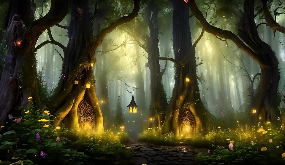 Download Ai Generated Enchanted Forest Fairy Tale Royalty Free Stock