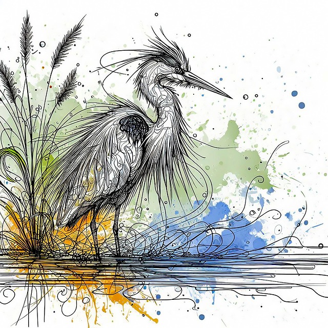 Free blue heron bird illustration