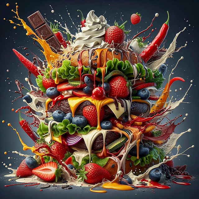 Free fruits veggie burger illustration