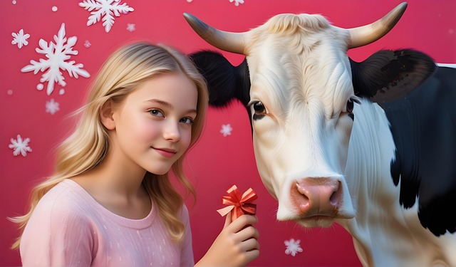 Free ai generated woman cow illustration