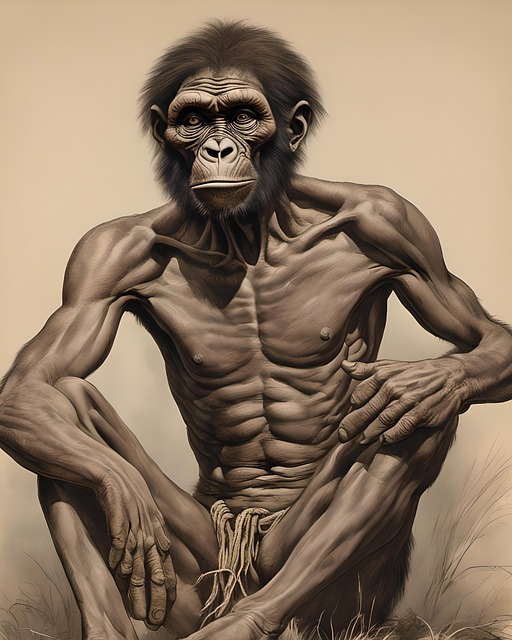 Free ai generated man homo erectus illustration