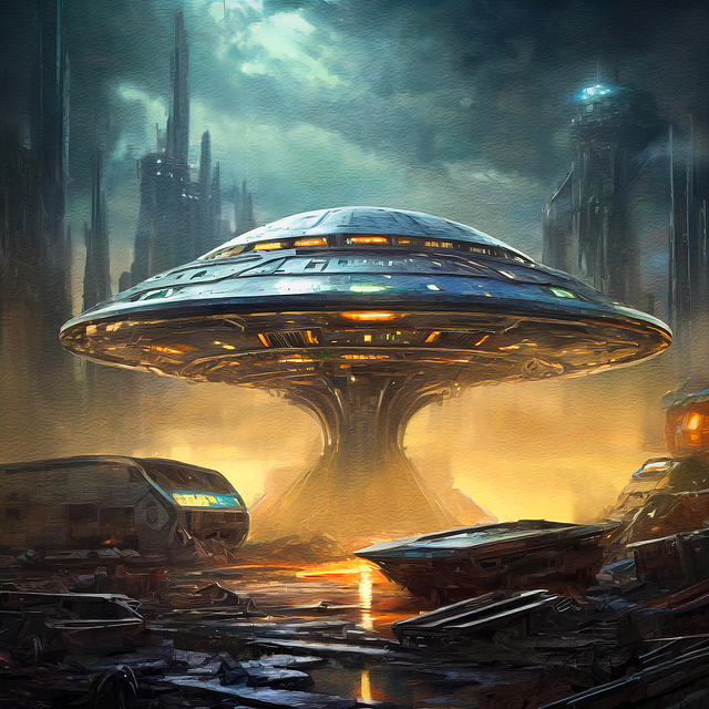 Free spaceship alien landing illustration