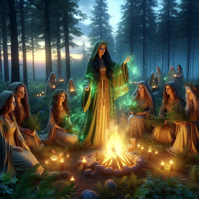 Free ai generated woman ritual illustration