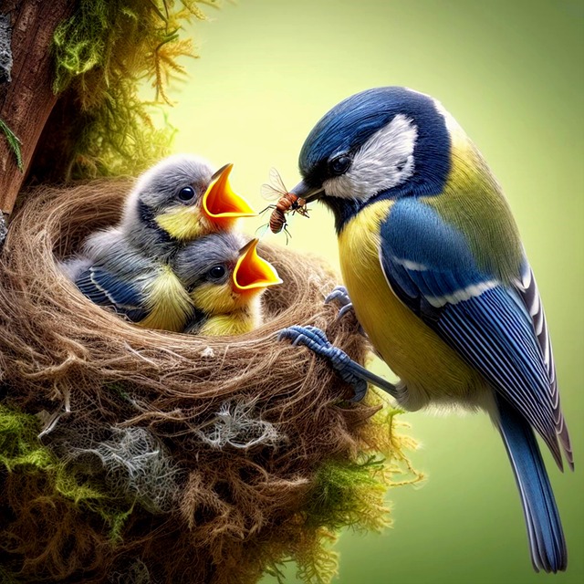 Free blue tit songbird spring illustration