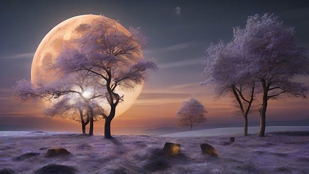 Mond, Winter, Natur, Schnee, Landschaft