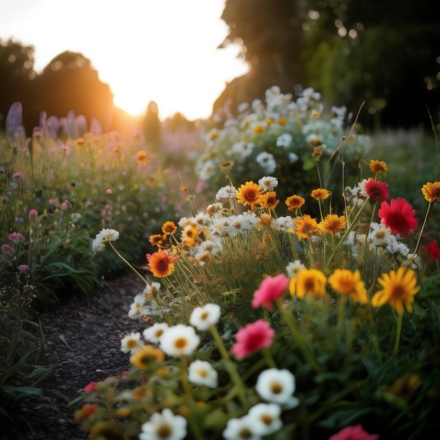 Free ai generated flowers path illustration