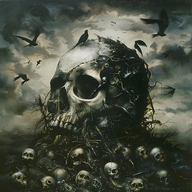 Free ai generated skull cemetery illustration