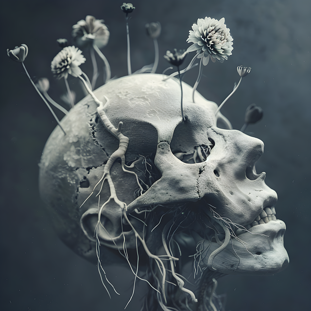 Free ai generated skull cemetery illustration