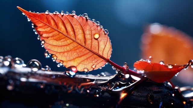 Free autumn leaf detail soft focus illustration