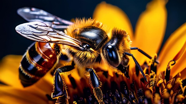 Free bee flower close-up illustration