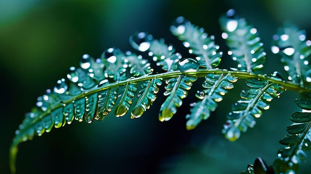 Free raindrop delicate fern leaf nature illustration