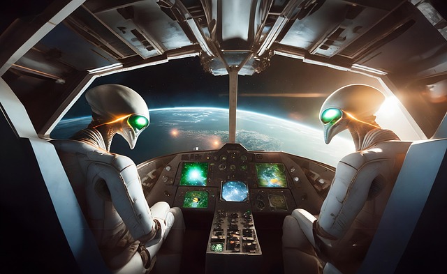Free spaceship cockpit alien illustration