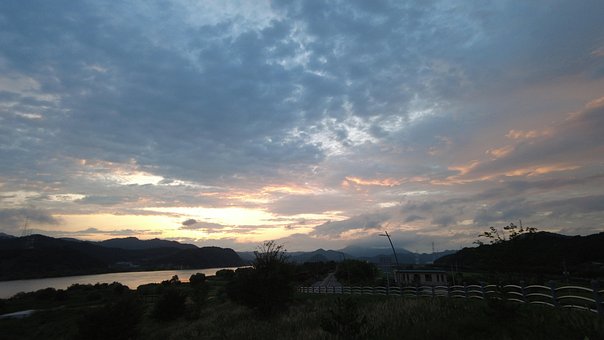 Glühen, Himmel, Wolke, Fluss