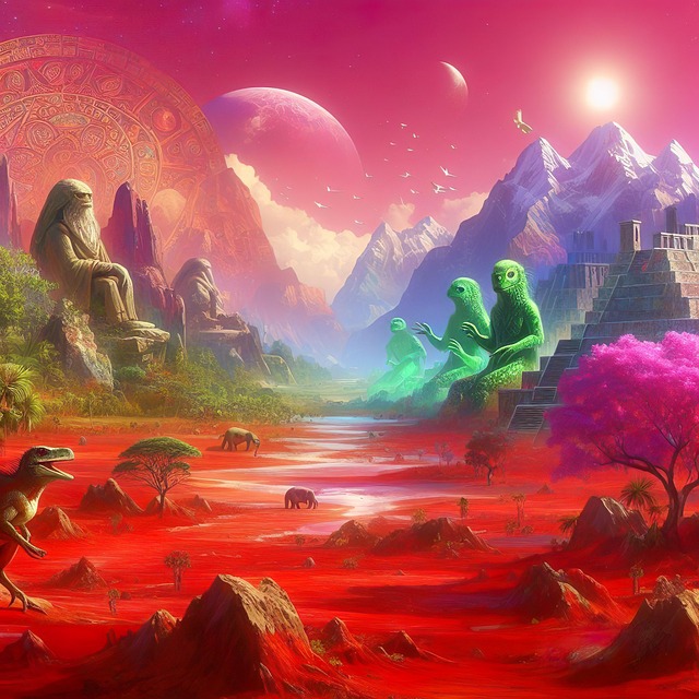 Free alien planet temples illustration