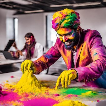 Ai Generert, Holi, Mann, Fargerik, Farge