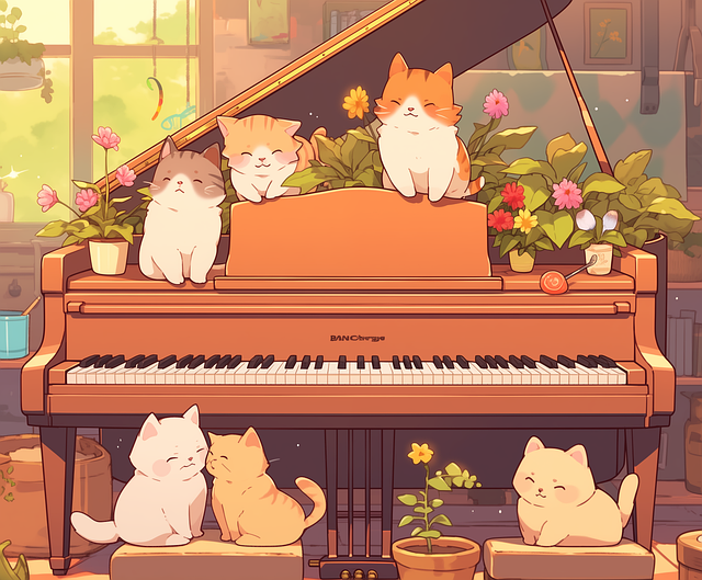 Ai Gerado, Gatinhos, Piano, Gatos