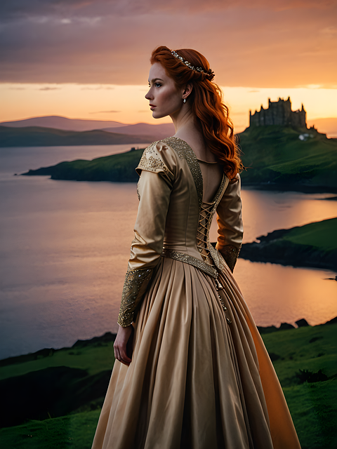 Free ai generated woman castle illustration