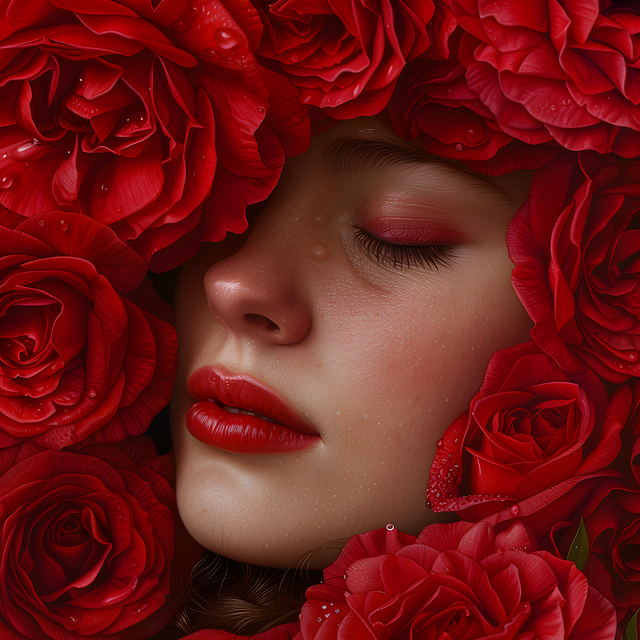 Free ai generated woman roses illustration