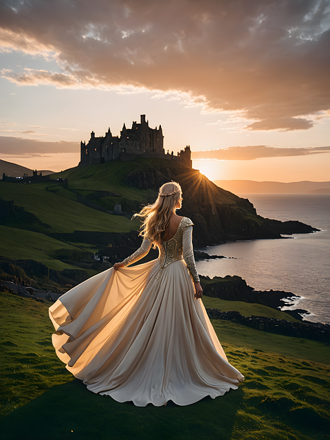 Free ai generated woman castle illustration
