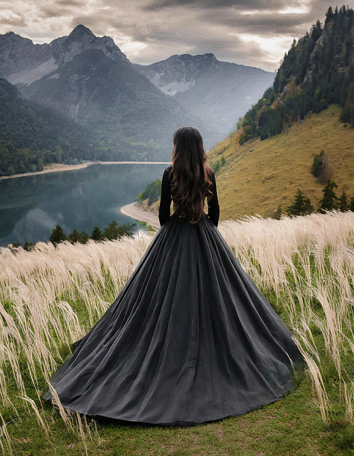 Free ai generated woman meadows illustration
