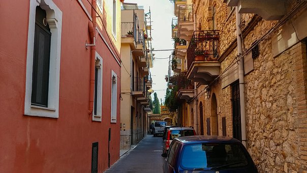 Sizilien, Italien, Stadt, Dorf, Straße