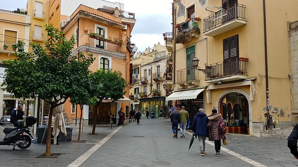 Sizilien, Italien, Straße, Stadt, Dorf