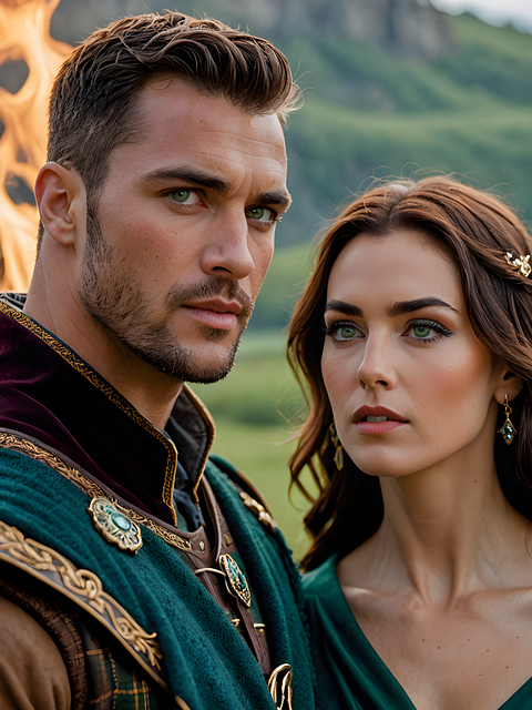 Free ai generated couple highlander illustration