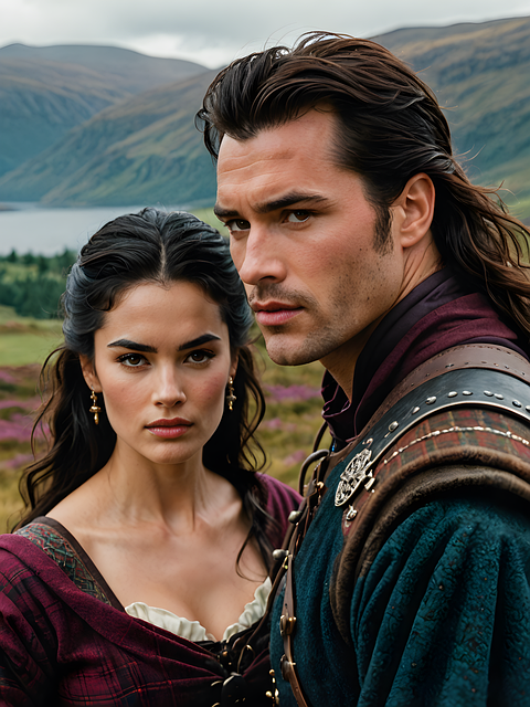 Free ai generated couple highlander illustration